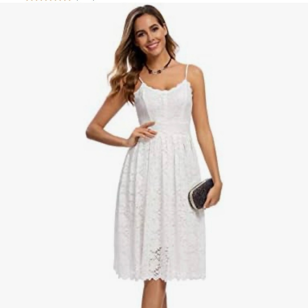 Chic White Lace Summer Fit/Flare Sundress — Bridal Events